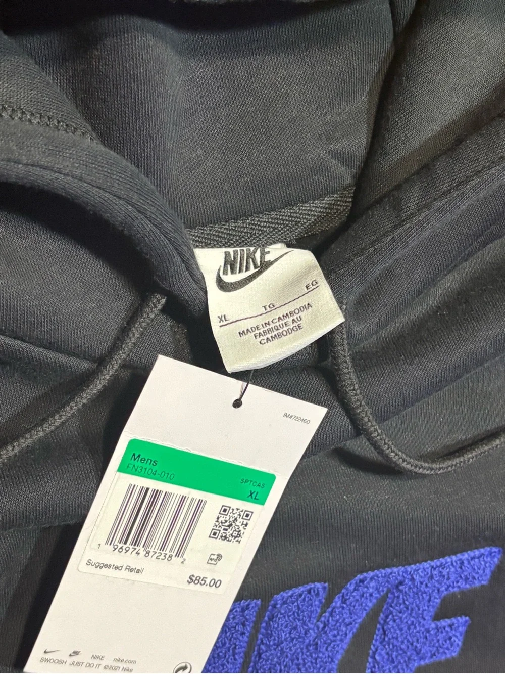 Nike Club Fleece Pullover Hoodie - Black - Safety Orange - Blue - XL New!